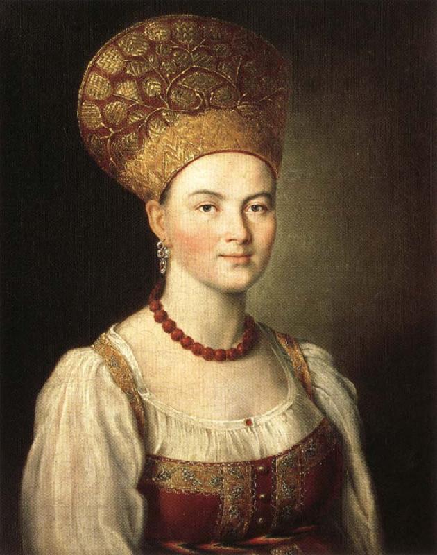 Ivan Argunov Portrait of Peasant Woman in Russian Costume